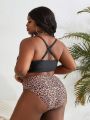 SHEIN Swim Vcay Plus Size Women's Leopard Print Swimsuit Set