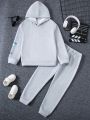 Girls' Cool Flower Print Hooded Sweatshirt And Pants Set