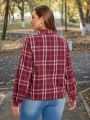 SHEIN LUNE Plus Size Plaid Lantern Sleeve Shirt