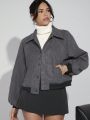 Luxe Women's Turn-Down Collar Raglan Long Sleeve Jacket