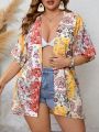 SHEIN Swim BohoFeel Plus Size 1pc Full Print Kimono