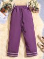 SHEIN Kids Nujoom Girls' Sweet Vintage Corduroy Long Pants For Autumn And Winter