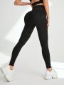 SHEIN Yoga Basic Women'S Multifunctional Sports Yoga Pants With Towel Loop, High Waist, Butt Lift And High Elasticity For Fall & Winter