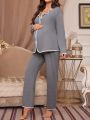 Maternity Concave And Convex Edge Casual Pajama Set