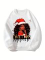 Tween Girl Christmas Print Thermal Lined Pullover