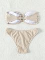 SHEIN Swim Basics Solid Color Strapless Swimsuit Set