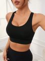 Yoga Basic Adjustable Hollow Out Sports Bra With Back Closure