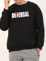 Men's Round Neck Sports Sweatshirt With Text Print