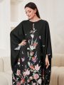 Women's Floral Printed Arabic Style Maxi Dress