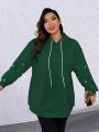 SHEIN Privé Plus Pearls Beaded Drop Shoulder Drawstring Hoodie