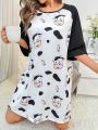 Cow Print Raglan Sleeve Nightdress