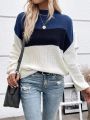 Color Block Drop Shoulder Sweater