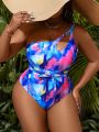 SHEIN Swim Vcay Plus Size Women's Tie Dye Printed One Piece Swimsuit