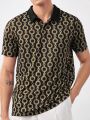 Manfinity Homme Men's Knitted Casual Short Sleeve Polo Shirt With Chain Pattern