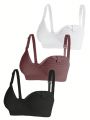 Maternity Solid Color Comfortable Camisole Bra Set (3pcs)