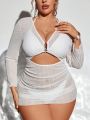 SHEIN Swim SXY Plus Size Women's Textured Bikini Set With 3 Pieces