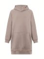 Plus Size Women's Fleece Lined Hoodie With Side Slit