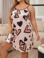 Women's Plus Size Heart Print Cami Sleep Dress