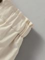 Baby Girls' Casual And Elegant Light Khaki Shorts For Spring And Summer