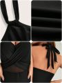 SHEIN DD+ Mesh Insert Cross Detail One Piece Swimsuit