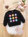 SHEIN Baby Girl Floral Print Sweatshirt