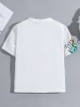 SHEIN Boys' Slogan Printed Short Sleeve T-shirt