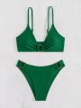 SHEIN Swim Vcay Solid Color Two-piece Swimsuit Set