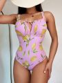 SHEIN Swim Mod Fruit Print One-Piece Swimsuit