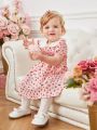 Baby Girl Ditsy Floral Print Peter Pan Collar Puff Sleeve Dress