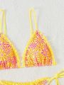 SHEIN Swim Mod Random Floral Print Triangle Cup Knotted Side Bikini Set