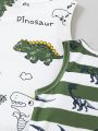 SHEIN Kids QTFun 4pcs/set Cartoon Dinosaur Pattern Vest And Shorts Outfit For Toddler Boys, Cute And Comfortable