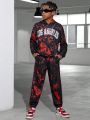 SHEIN Kids HYPEME Tween Boy Letter Graphic Tie Dye Hoodie & Sweatpants