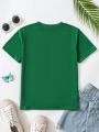 SHEIN Kids QTFun Girls' Green 2024 Printed T-Shirt For Big Kids