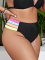 SHEIN Swim BohoFeel Plus Size Women'S Color Block Swimsuit Bottoms