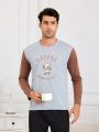 Men'S Color Block Coffee Pattern Home Wear Top