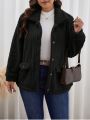 SHEIN Frenchy Plus Size Teddy Fleece Jacket With Flap Pockets