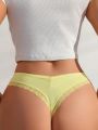 SHEIN Ladies' Lace Patchwork Solid Color Thong Panties