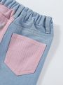 Girls' Color Block Flared Jeans Without Elasticity