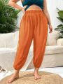 SHEIN Plus Solid Split Side Cover Up Pants