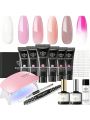 Modelones Poly Extension Gel Nail Kit - Builder Nail Enhancement Gel 6 Colors Pink Nude All In One Kit with Nail Lamp Base Top Coat Set Nail Art Design Salon Professional DIY for Starter at Home