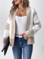 SHEIN Frenchy Dropped Shoulder Striped Cardigan