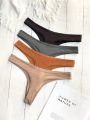 Women's Solid Color Thong Panties (4pcs/pack)