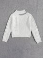 Big Girl's Hollow Solid Color Sweater