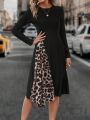 Leopard Print Asymmetrical Hem Dress