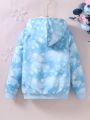 SHEIN Kids SPRTY Girls' Snowflake And Character Print Fleece Lined Hooded Jacket