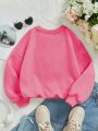 Tween Girl Heart Print Thermal Lined Sweatshirt