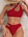 SHEIN Swim Summer Beach Cut-Out One Shoulder Bikini Set