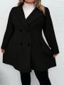 SHEIN CURVE+ Plus Lapel Neck Double Breasted Overcoat