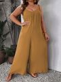 SHEIN VCAY Plus Size Women's Spaghetti Strap Wide Leg Jumpsuit