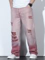 Men Plus Ombre Ripped Straight Leg Jeans